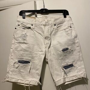 Hollister White Distressed Jean Shorts